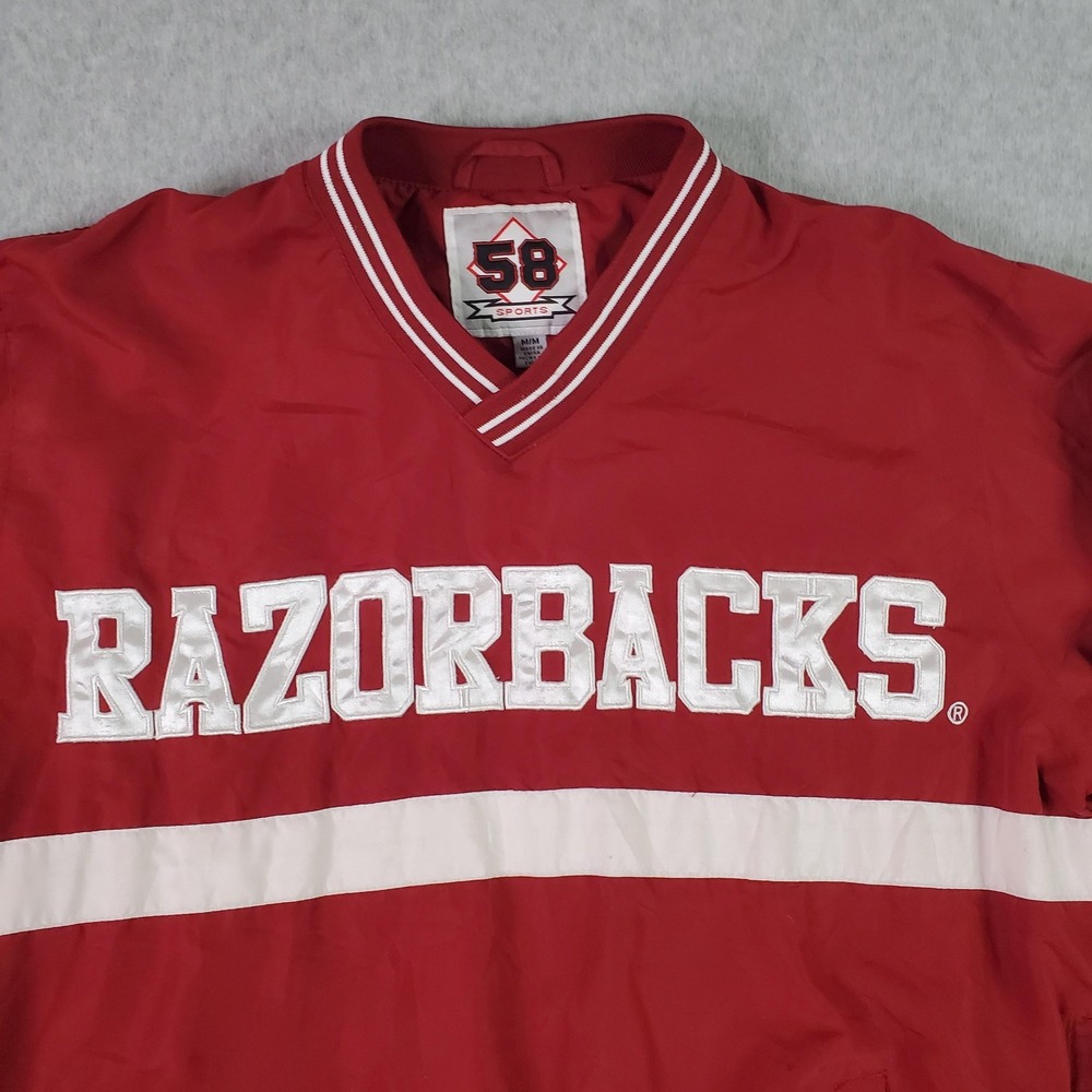 Vintage Arkansas Razorbacks Pullover Jacket Mens Med Red NCAA Football 58 Sports - Picture 8 of 16